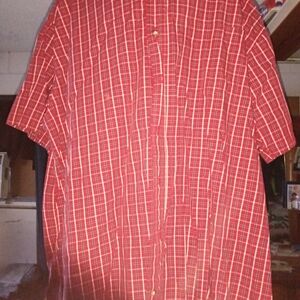 Wrangler Men's Red Checkered Button Down Shirt